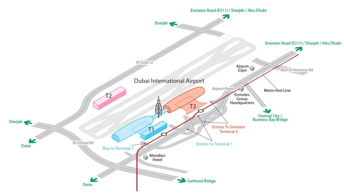 Mapa lotnisk w Dubaju